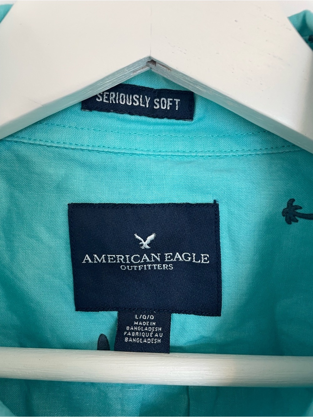 American Eagle Blue Fun Button Down Shirt - Picture 3 of 7